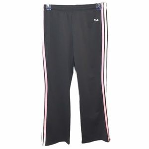 Fila Grey Track Pants w/ Pink & White Side Stripes